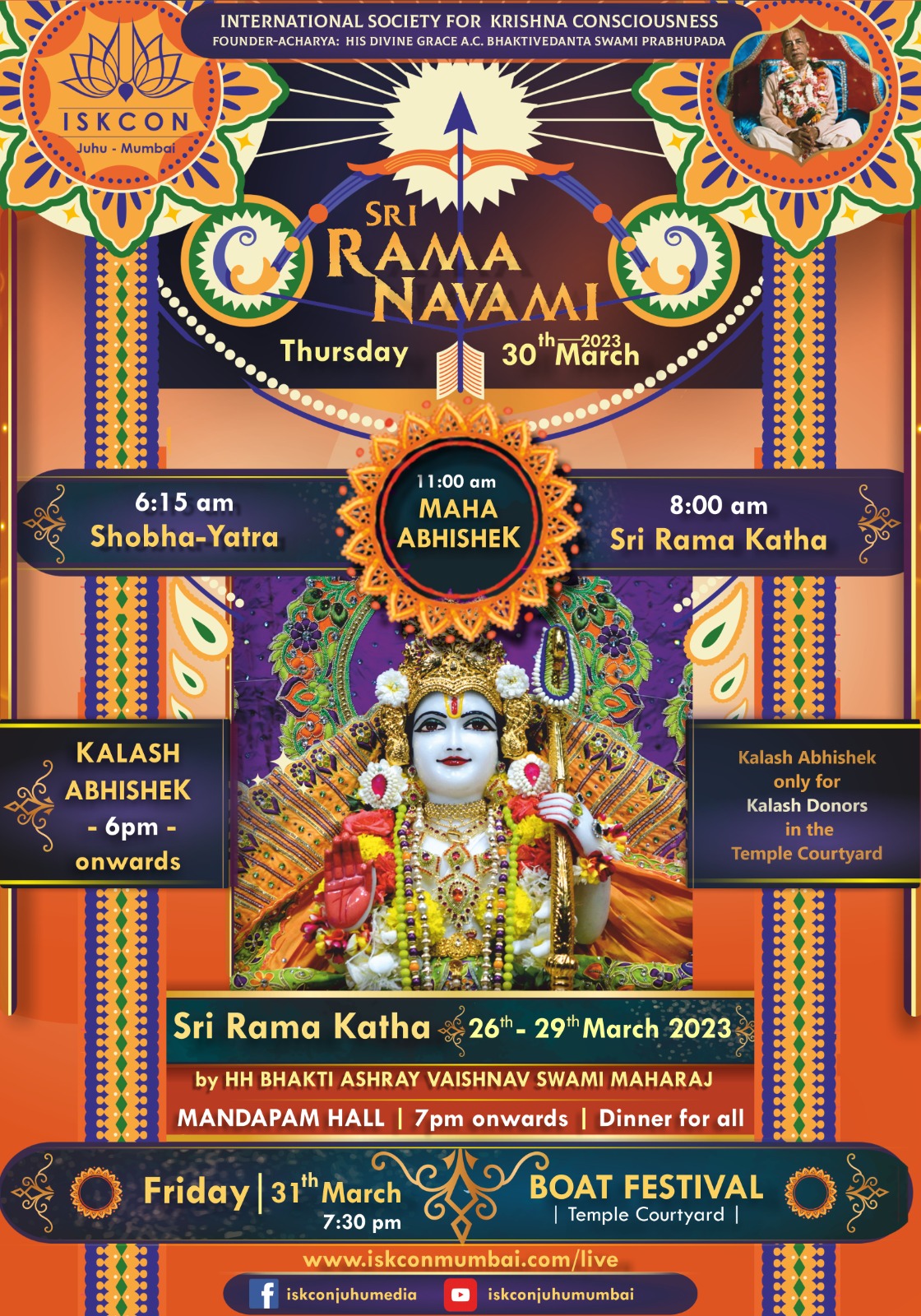 Watch Sri Rama Navami Celebrations Live | 30 March 2023 ISKCON ...
